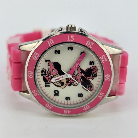 Disney Minnie‎ Mouse Women Watch 32MM Pink Plastic Bands New Battery - Picture 4 of 11